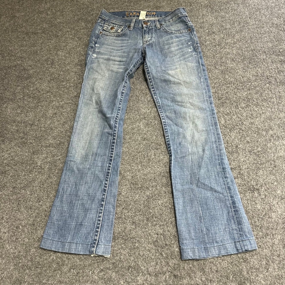 Ezra Fitch Jeans Womens Size 25 Blue Cotton Low Rise Bootcut Distressed USA Made